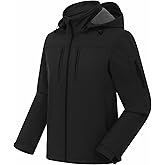 CREATMO US Men's Softshell Military Jacket With Removable Hood, Fleece Lined and Water Repellent Outdoor Reflective Coat