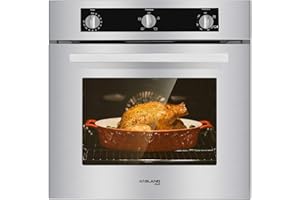 24 Inch Natural Gas Oven, GASLAND Chef Pro GS606MS Built-in Single Wall Oven, 6 Cooking Function Gas Wall Oven with Rotisserie, CSA Approved, 120V Cord Plug Electric Ignition, Stainless Steel