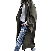 CHARTOU Women's Oversized Notched Collar Wool Blend Single Breast Midi Long Trench Coat