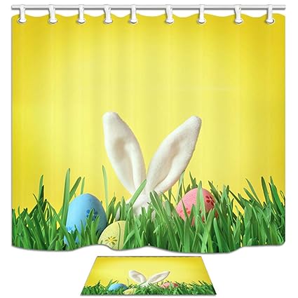 Amazon Com Nymb Easter Shower Curtain Sets Cartoon Rabbit
