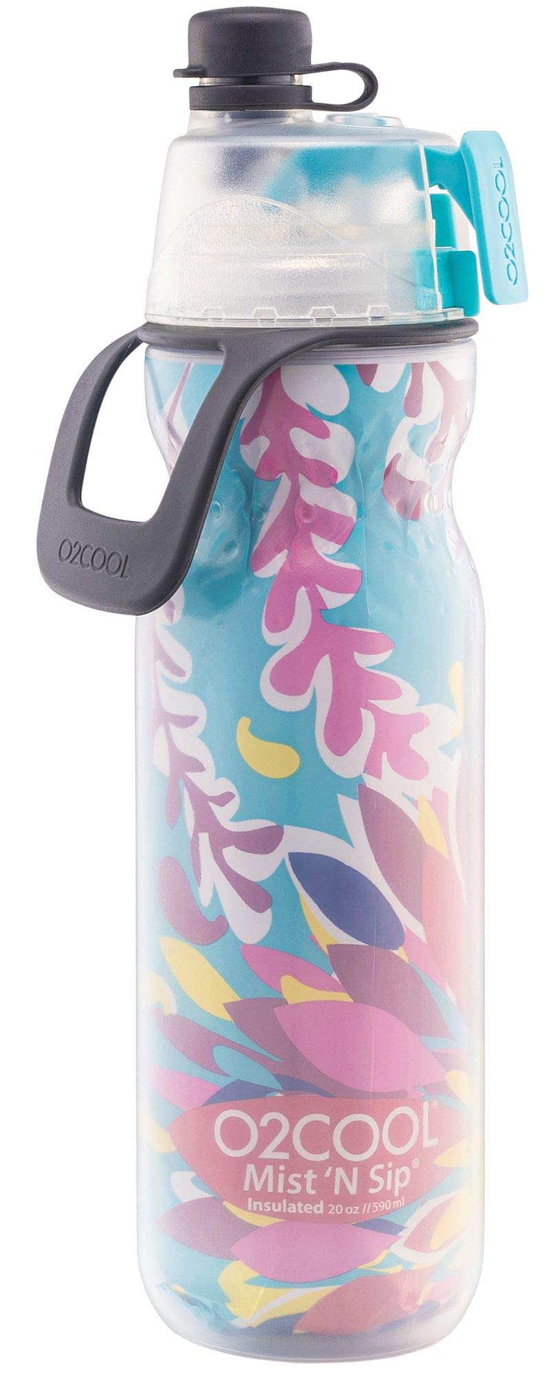 Photo 1 of O2COOL Mist 'N Sip Misting Water Bottle 2-in-1 Mist And Sip Function With No Leak Pull Top Spout Reusable Sports Water Bottle - 20 oz (Tropical)