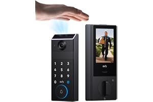 EUFY SECURITY eufy FamiLock S3 Max Smart Lock with Palm Vein Recognition - Keyless Entry Door Lock for Front Door, 3-in-1 Wi-Fi Keypad Deadbolt+ 2K HDR Camera+ Doorbell, ANSI/BHMA Grade 1, Rear Lock Video Screen