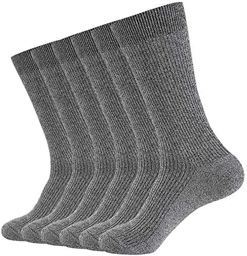 WANDER Mens Dress Socks 6 Pairs Lightweight Outdoor Double Needle Cotton Casual Socks Size 7-12/12-14