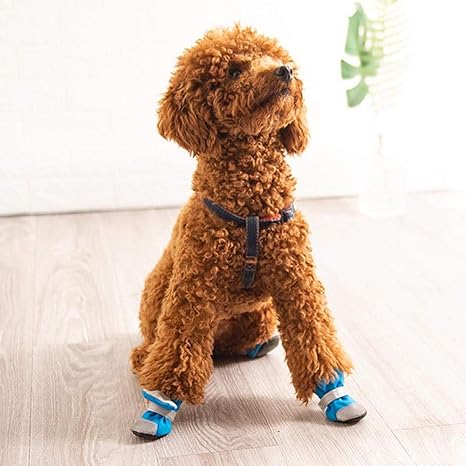 Amazon Co Jp ソフトボトム犬の靴綿ゴムペット防水ノンスリップ犬レインスノーブーツ靴下中小犬用靴 赤 2 中国 ホーム キッチン