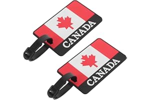 Cabilock 2pcs Canadian Flag PVC Luggage Tags Travel Bag Identification Tags with Strap for Airplane Suitcase Accessories