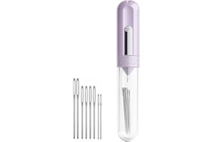 GROMBOLAR Upgraded 5-in-1 Automatic Needle Threader & Seam Ripper Kit, Premium Needle Threaders for Hand Sewing with 8 Large-Eye Needles, Sewing, Embroidery⨯ Stitch Supplies Tools (Upgraded 1Pcs-Purple)
