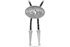 RechicGu Vintage Men Cowboy Bolo Tie Rodeo Rave Leather Necktie Cross Knight Horse Western Necklace Costume Accessories