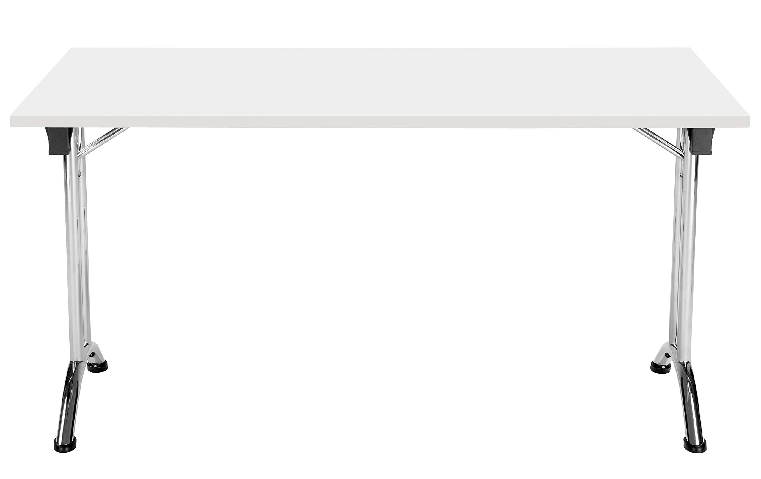 Office Hippo Folding Office Table, Sturdy & Stylish Computer Table Desk, Work Table For Home Office, Versatile Foldable Table For Meeting Room or Boardroom, 5 Year Guarantee - White / Chrome