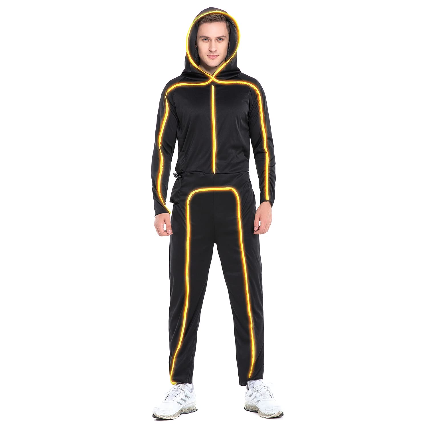 Photo 1 of Stick Figure Costume Adult, Halloween Led Stick Man Costumes Youth Men Women, Glow in Dark Stickman Cosplay (Yellow, XL)