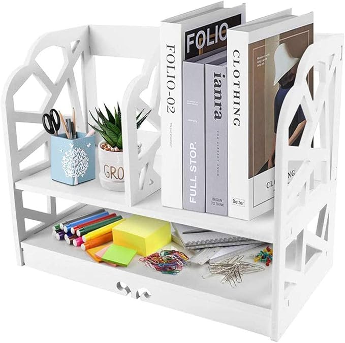 Escritorio Estante De Libros, 2 Niveles De Madera DIY Estanterías De CD