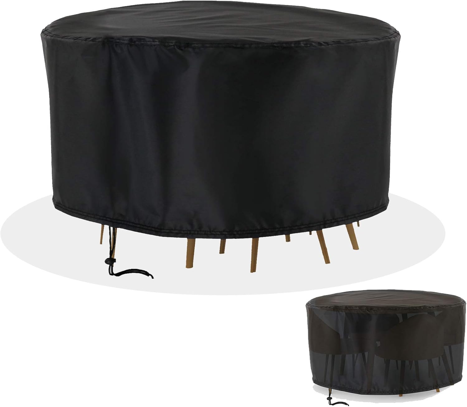 Aidetech Patio Furniture Set Covers, Windproof Anti-UV Round Patio Dining Table and Chairs Set Cover, Rattan Dinning Table, Sectional Cover fits for 4 Seater