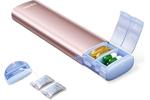 Vaydeer Metal Travel Pill Organizer, 7 Day Weekly Pill Box, Large Capacity Daily Cute Pill Case for Supplements, Pills, Vitam