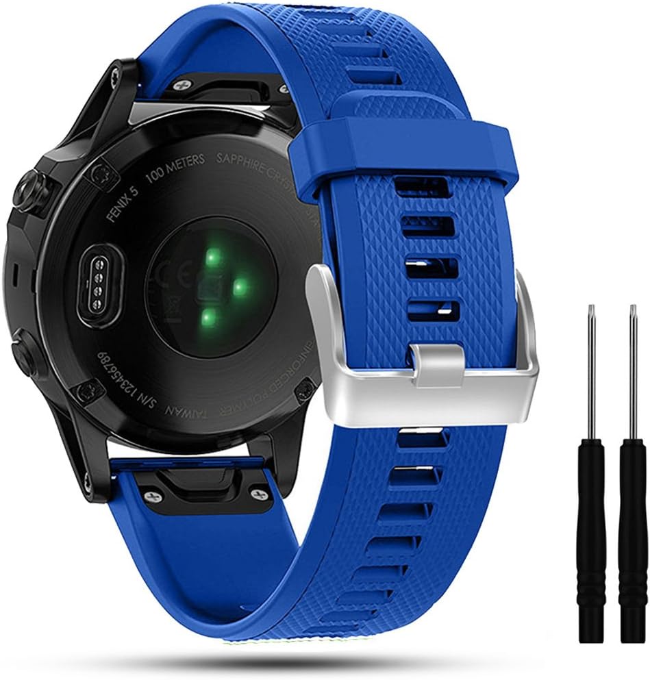 Cyeeson Soft Silicone Wristband Strap Smartwatch Bracelet Band for Garmin Fenix 5/Forerunner 935/Approach S60/Quatix 5/Quatix 5 Sapphire with Disassembly Tool
