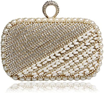 LoriLi Classic Women's Ring Button Diamond Evening Bag Clutch(Gold)