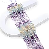 2 Strands Natural Stone Beads Faceted Round Shape Gradient Color Purple Fluorite Crystal Beads for Jewelry Making Necklace 2mm