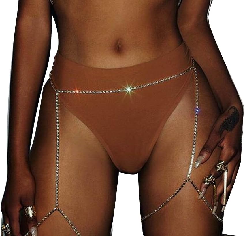 Women Sexy Rhinestone Bikini Leg Body Chain Thigh Jewelry
