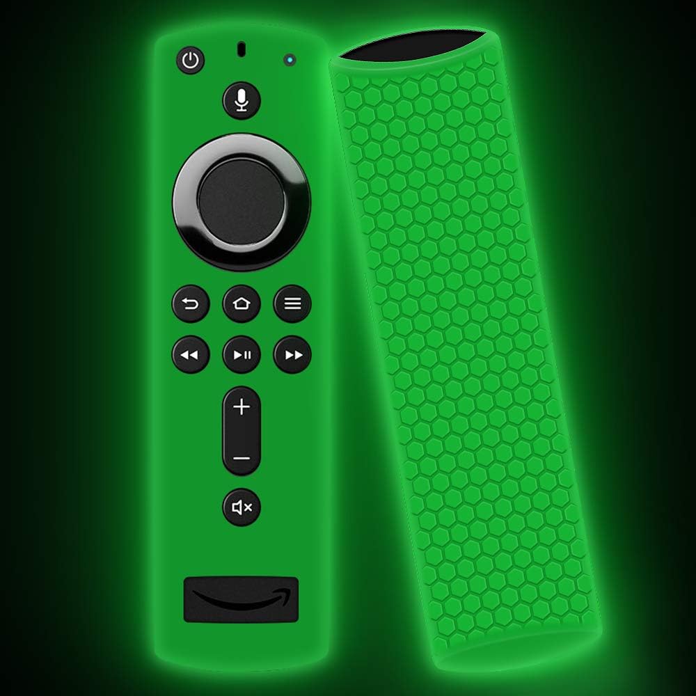 Remote Case/Cover/Sleeve for Fire TV Stick 4k/Fire TV Cube/Fire TV 3rd Gen, Silicone Case/Holder for New Alexa Voice Remote Streaming Media Player (Glowgreen)
