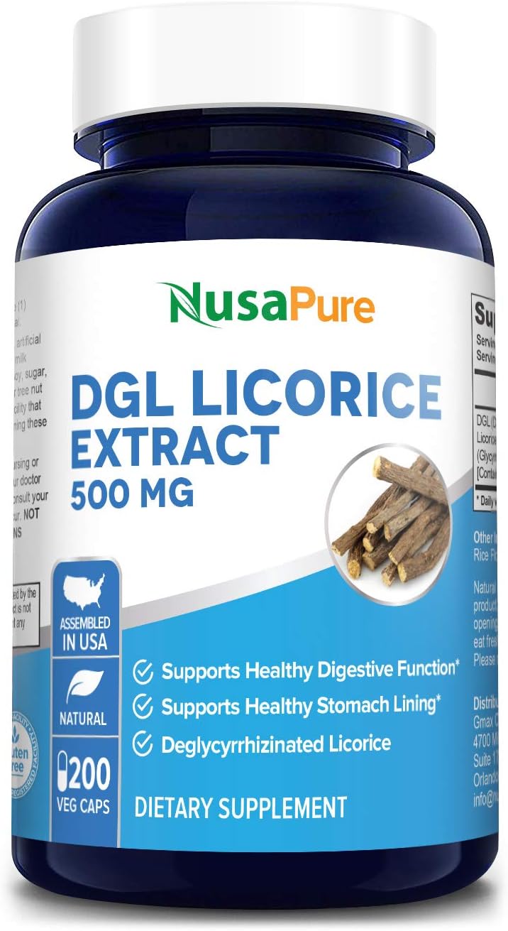 DGL Licorice Extract 500 mg 200 Veggie Capsules (Vegan,Non-GMO & Gluten-Free) - Supports Healthy Digestive & Respiratory Functions*: Health & Personal Care