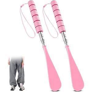 Amaxiu 2 Pcs Shoe Horn Long Handle Retractable, Stainless Steel Shoehorn | Stainless Steel Shoehorn, Adjustable Shoe Puller f