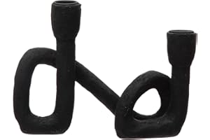 Bloomingville Decorative Resin Double Taper Candle Holder, Black