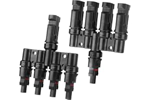 PAEKQ 4 to 1 Solar Panel Connectors T Branch Connectors Cable Splitter Coupler 1 Male to 4 Female (M/4F) and 1 Female to 4 Male (F/4M) for Parallel Connection Between Solar Panels (1 Pair)