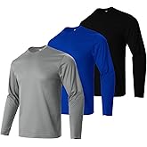 Facitisu Men Long Sleeve T Shirts Pack Quick Dry Athletic Running Activewear Workout Performance Tee Shirts