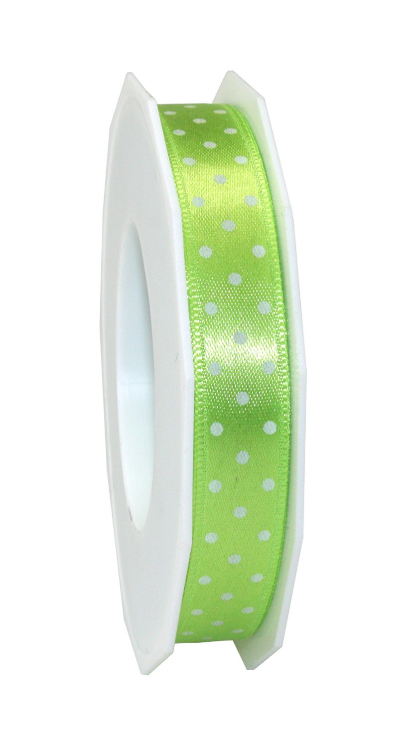 C.E. Pattberg Präsent - Mini Dots Printed Satin Ribbon Lime Green 15 mm width, 20 m length — image 1