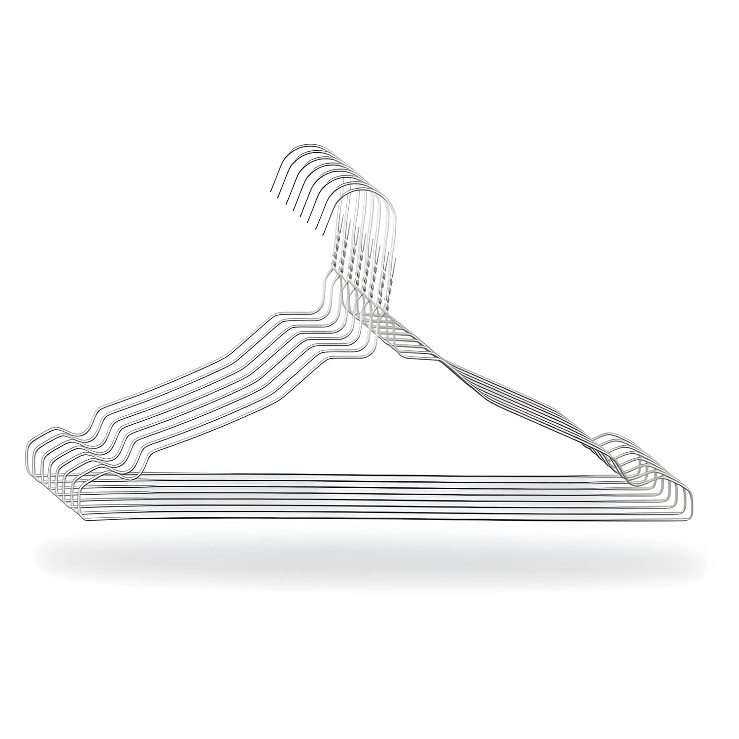ROTHAR O Non-Slip and Heavy Duty Stainless Steel Clothes Hanger with Fold Design, 41 cm Length, Pack of 50