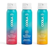 COOLA Organic Sunscreen SPF 50 & 30 Sunblock Spray Kit, Dermatologist Tested Skin Care for Daily Protection, Vegan and Gluten Free,Travel Size, 2 Fl Oz, 3 Pack