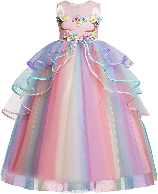 WonderBabe Unicorn Princess Dress Little Girls Halloween Birthday Party