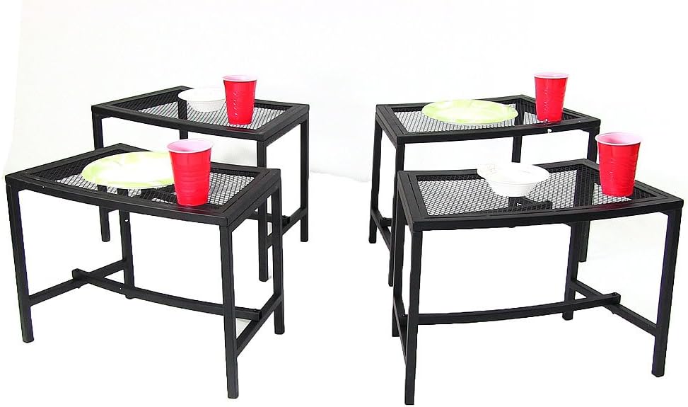 Amazon Com Sunnydaze Black Metal Mesh Patio Side Table Lightweight And Portable Outdoor Furniture Heavy Duty Modern Camp Fire Or Fire Pit End Table 23 Inch Set Of 4 Tables Garden Outdoor