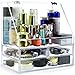 NEWCREA Makeup Organizer with Lid,Clear Bathroom Organizer with 3 Drawer,Acrylic Jewelry Holder Box to Tidy Your Cosmetics,Brush tools,Skin Care