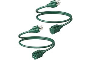 DEWENWILS 2-Pack Extension Cord 3 Ft, Indoor Outdoor, 16/3 AWG SJTW, Durable & Waterproof, 3 Prong Extension Cord for Lighting, 13A 125V, ETL Listed, Green for Christmas