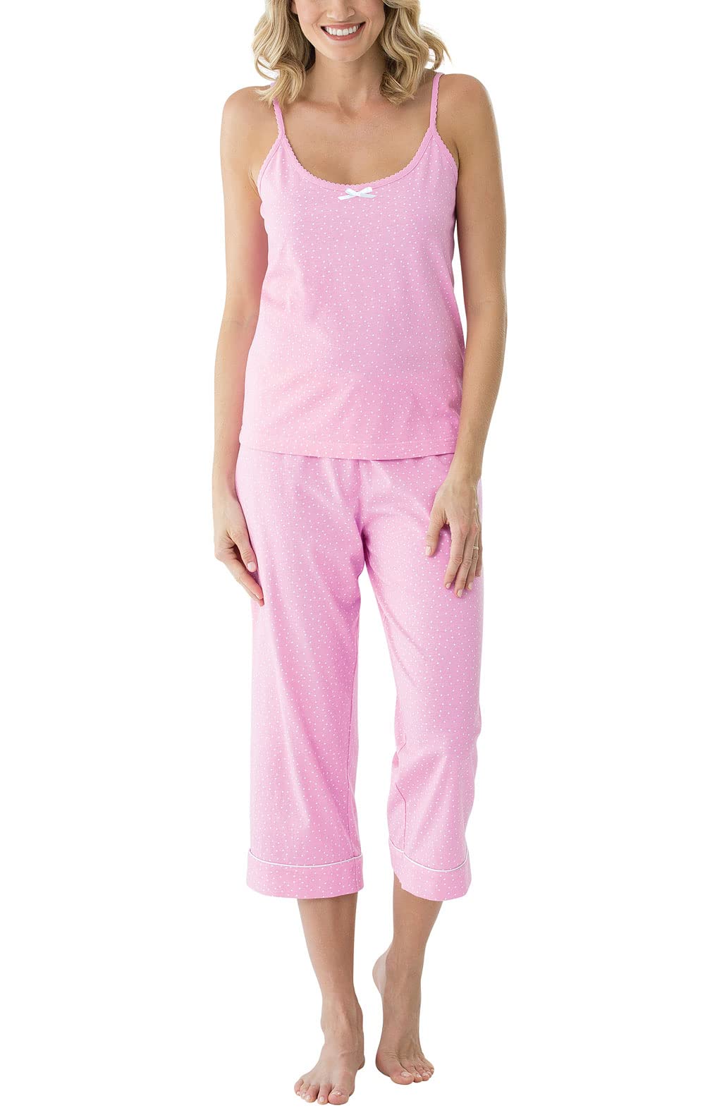 PajamaGram Womens Pajama Sets - Summer Pajamas For Women, Pink Polka Dot, MD Image