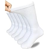 Men Diabetic Socks Extra Wide Non Binding Crew Sock Bariatric Swollen Sock Loose Fit for Edema Thick Ankle Calf 3 Pairs