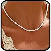 Mosako Boho Choker Necklace for Women Rice Beaded Necklaces White Seed Bead Necklace Simple Summer Beach Necklaces Jewelry