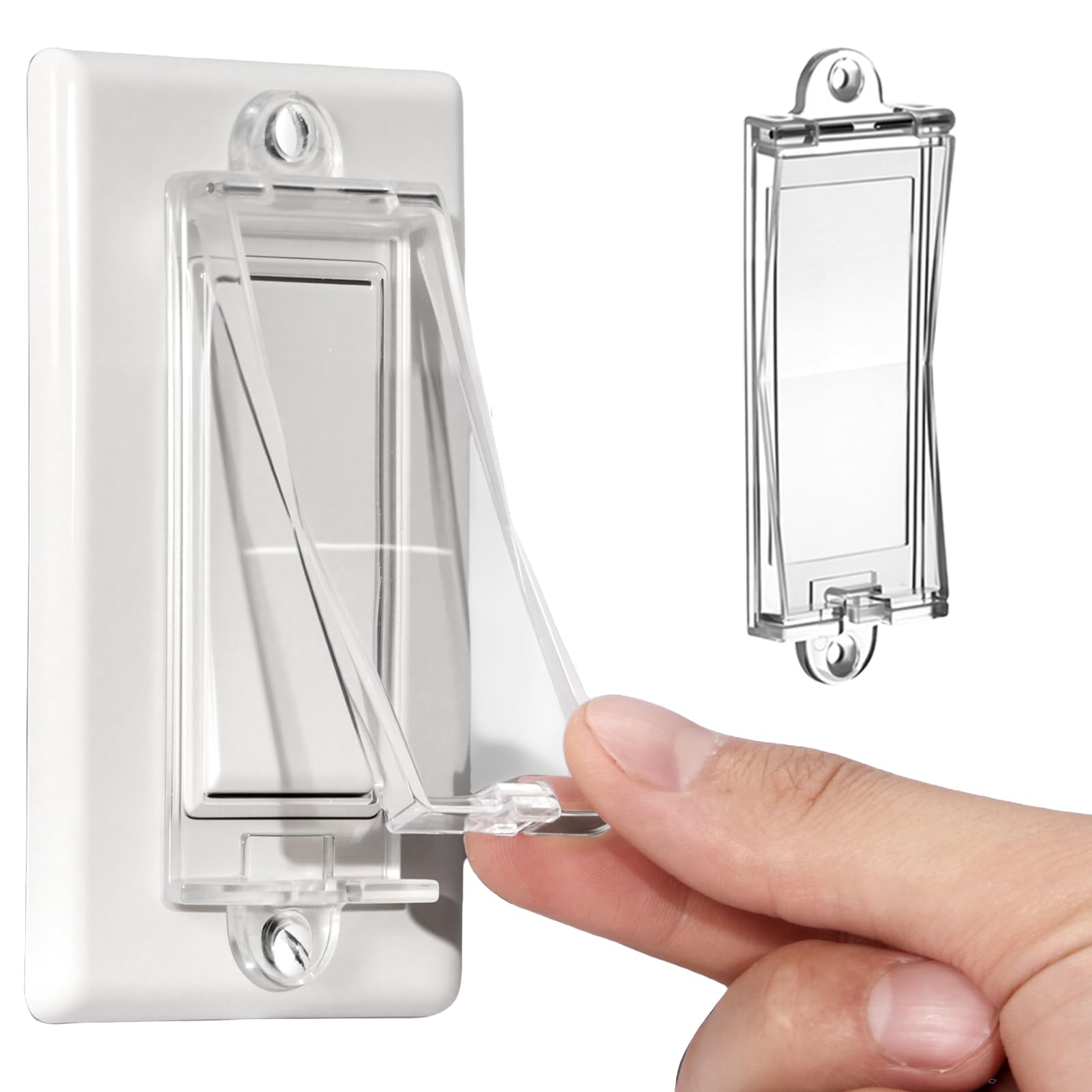 Photo 1 of 1 Light Switch Guard Cover, Baby Proof Wall Switch Cover Guard for Rocker Light Switch Protects Your Lights or Circuits from Being Accidentally Turned On or Off (Clear)