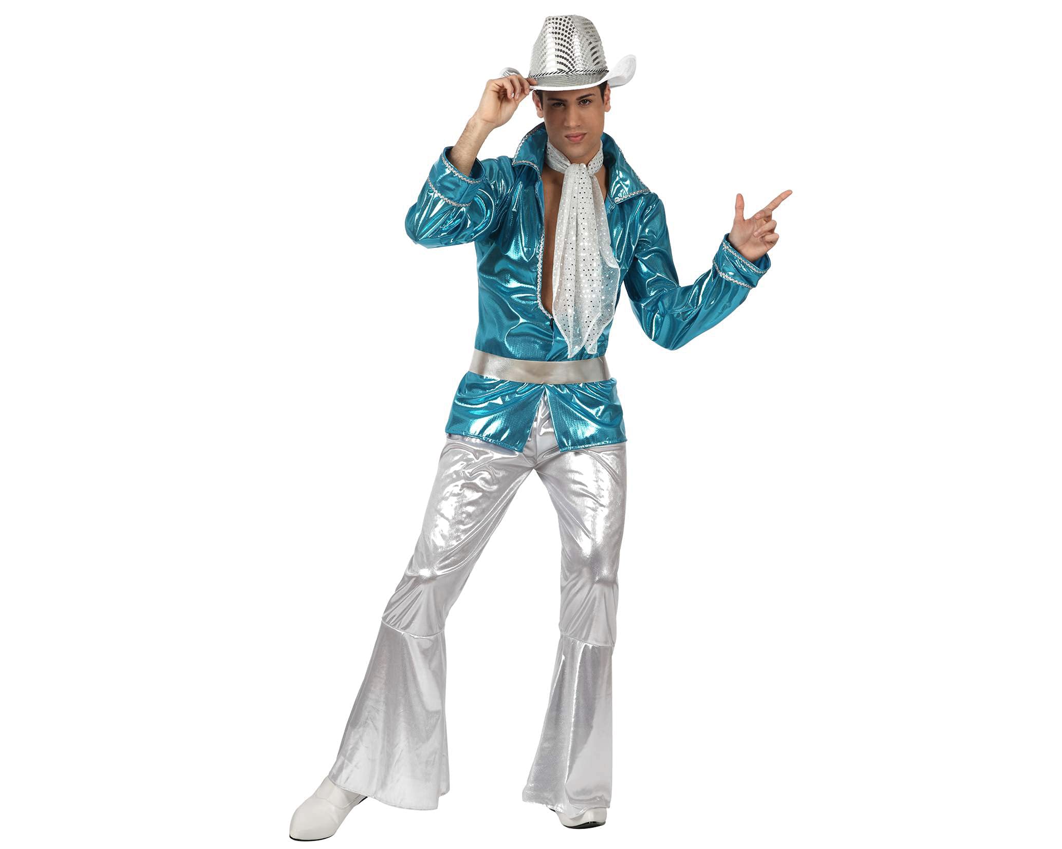 Atosa Disco Costume Blue Man Adult, blue, XXL