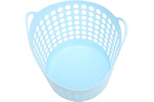 Healeved Reusable Laundry Basket 30l Blue Pe Plastic Clothes Storage Basket with Handle for Bathroom