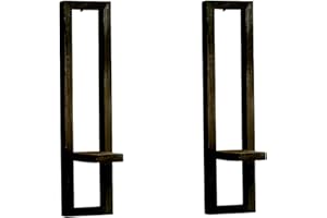 wkao 2 Pcs Wooden Wall Decorations, Black Candle Sconces Set, Retro Charred Wood Candle Holder with Door Frame, Rustic Wall-M
