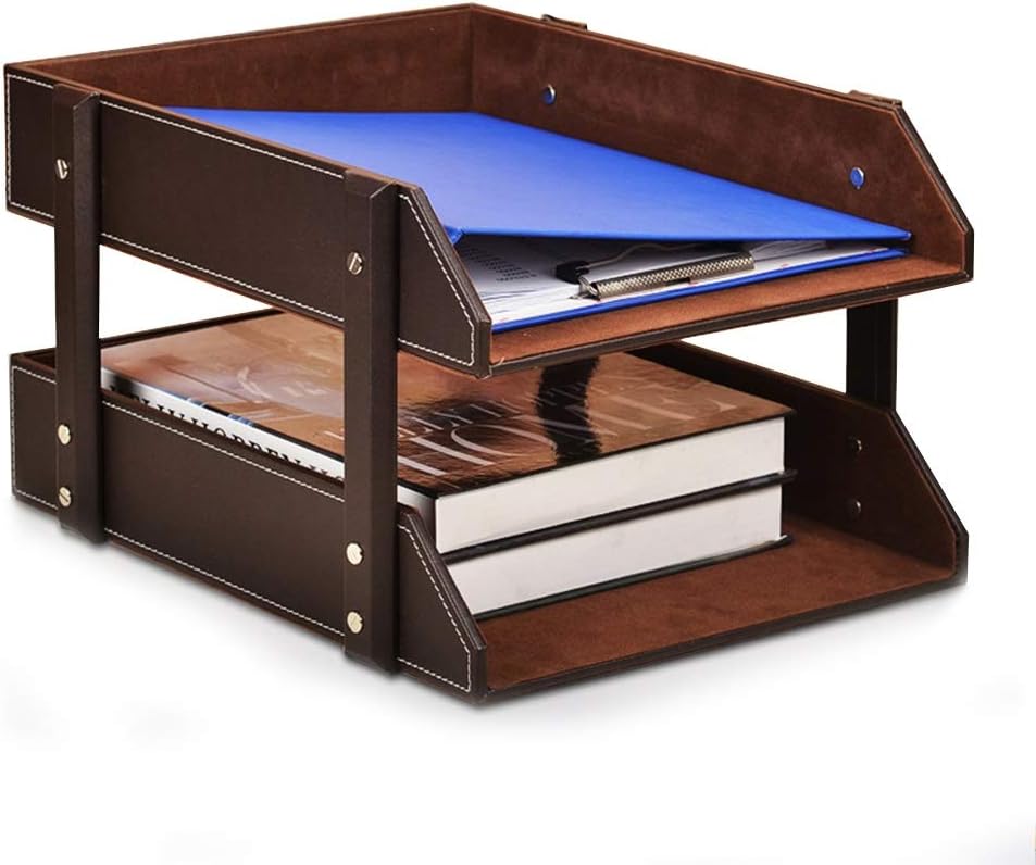 Organizador de escritorio con 2 niveles para archivadores, organizador