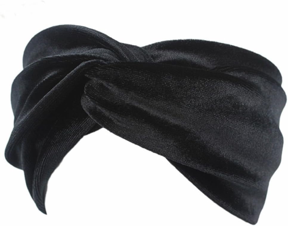 Furnido fashion women cotton yoga hair band sports Headband Turban Twisted Knotted lady Hair Band popular women hair accessories (black)