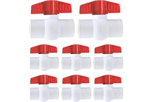 TALEGEN 8 Pack 3/4" PVC Ball Valve, Shut Off Valve Slip for Water Pipe, Swimming Pool, Plumbing & Irrigation System, Shut-Off Ball Valve Socket with Easy Turn Red T-Handle Schedule SCH 40