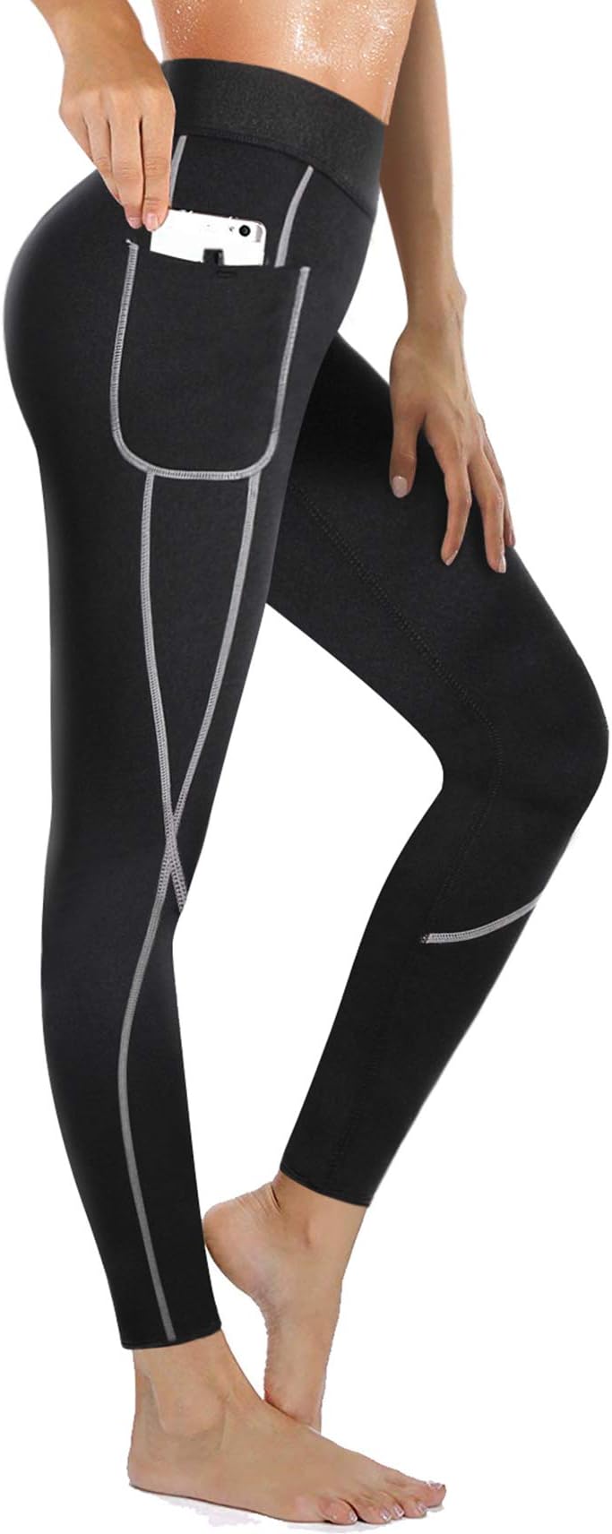 Rolewpy Women Neoprene Sauna Slimming Pants Weight Loss Hot Thermo Sweat Body Shaper Capri for Fat Burner Leggings