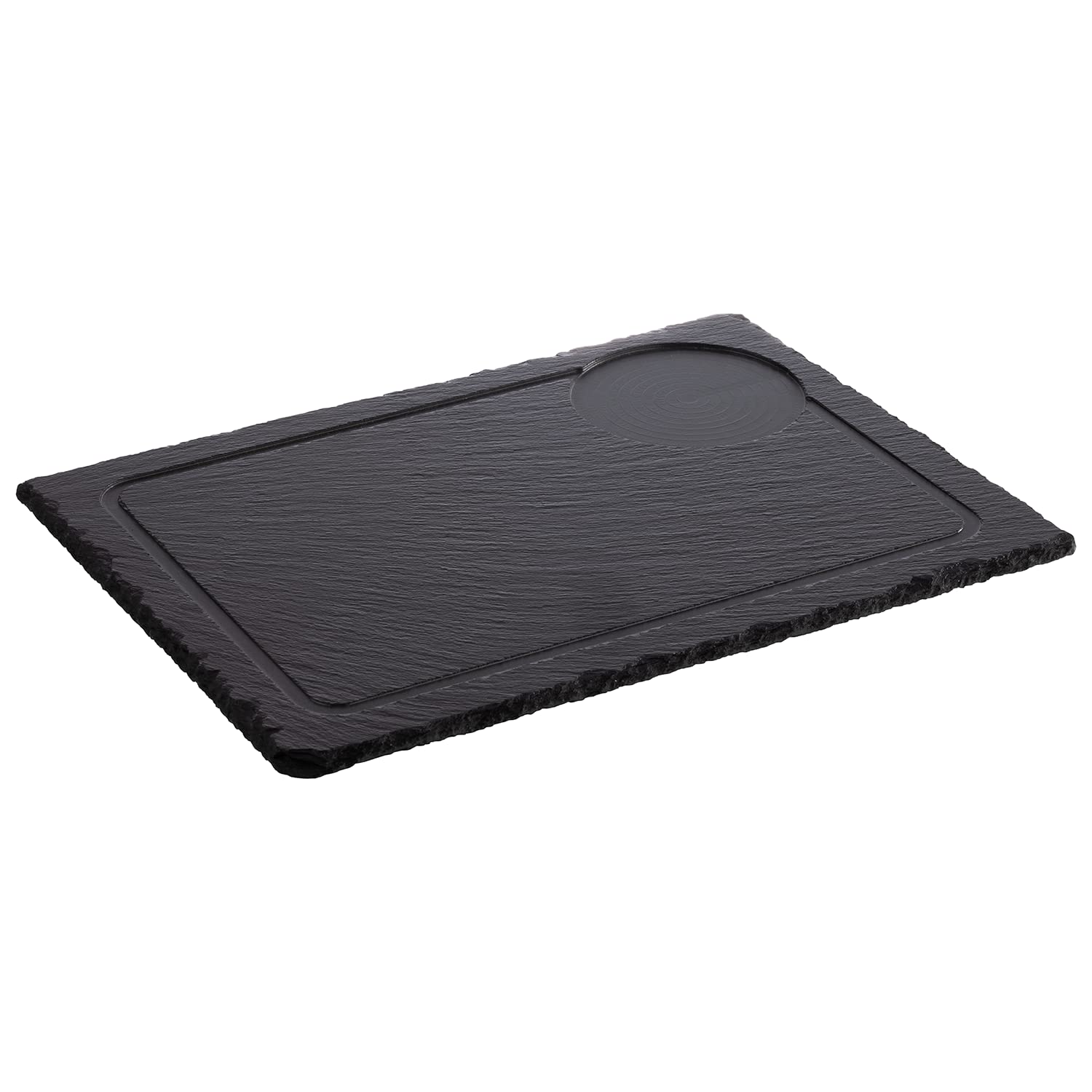 APS 947 Natural Slate Plate with Juice Groove, Recess Diameter 9.5 cm, 33 x 24 cm