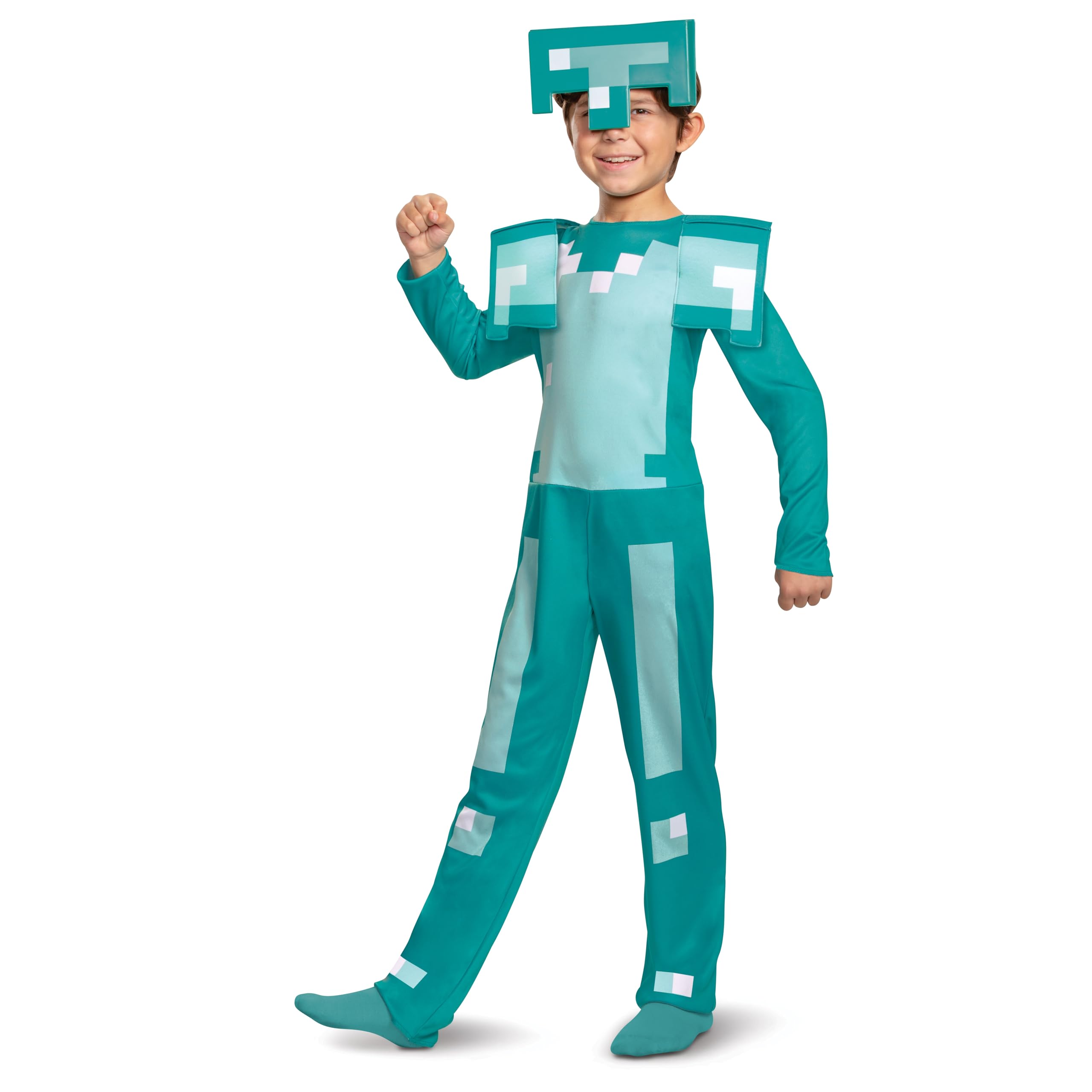 Disguise Official Classic Steve Minecraft Costume Kids, Minecraft Fancy Dress Up Outfit for Children, Halloween Birthday World Book Day Costumes for Boys Large