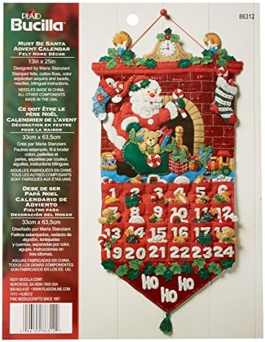 Bucilla Felt Applique Advent Calendar Kit, 13 By 25Inch, 86312 Must Be Santa