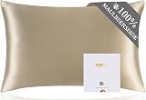 ZIMASILK 100% Mulberry Silk Pillowcase 19 Momme 6A 600TC Taupe 50x70