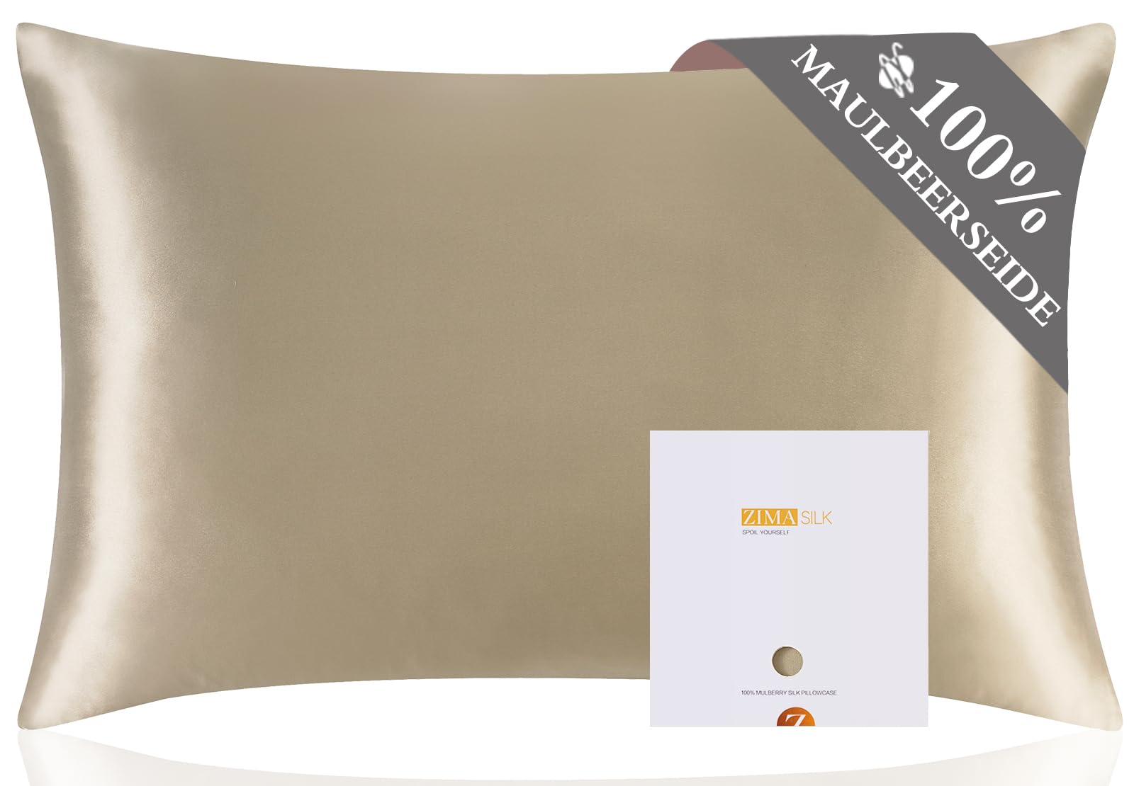 ZIMASILK 100% Mulberry Silk Pillowcase for Hair and Skin,Both Sides 19 Momme Silk, 1pc (40x80 cm, Taupe) — image 1