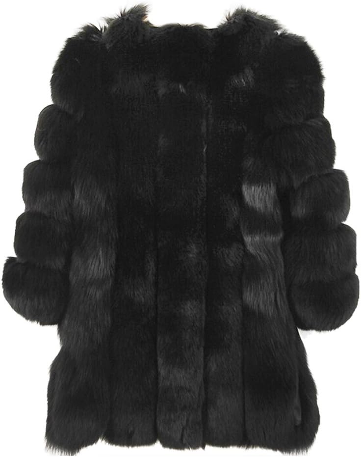 Gsha Women Warm Long Fox Faux Fur Coat Winter Thick Outerwear Winter Coats Shaggy Costume